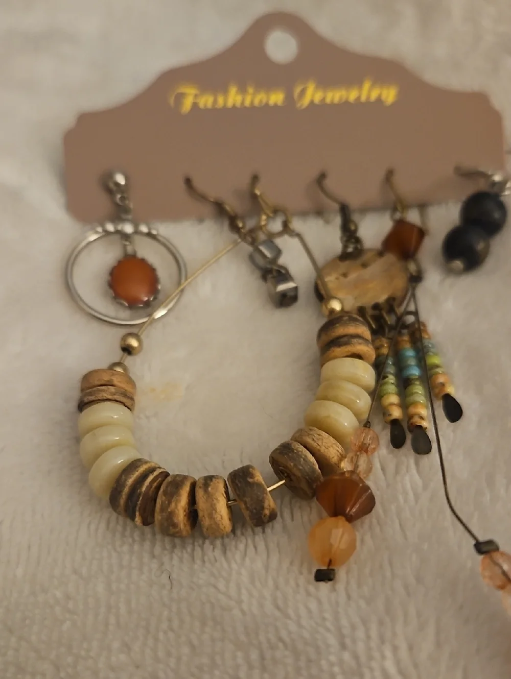 Vintage Six Single Beaded Boho Festival Dangle Earrings